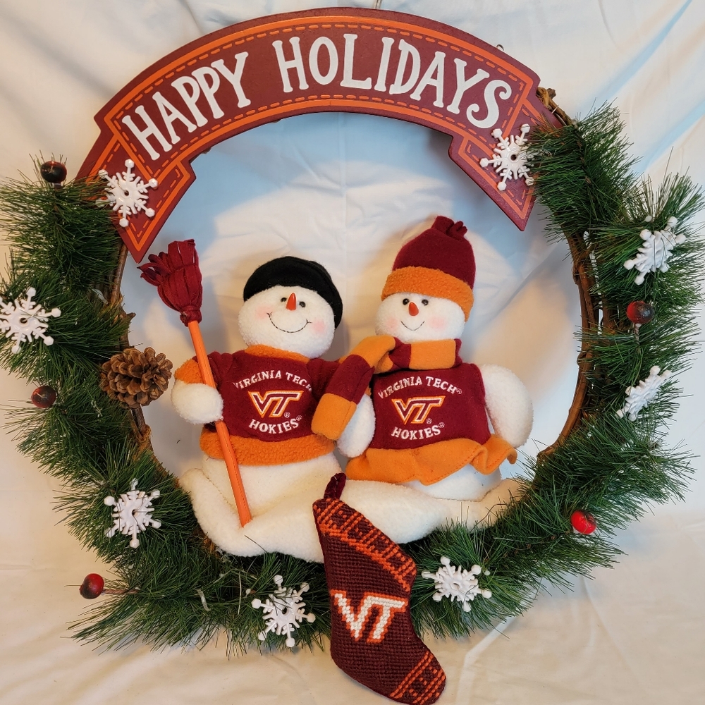 Virgina Tech Holiday Wreath Christmas College Football